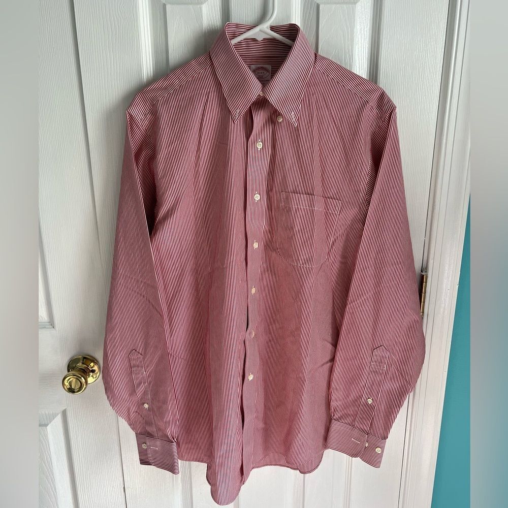 Brooks Brothers Mens 15 4/5 Regular Fit Non Iron Cotton Long Sleeve Button Shirt